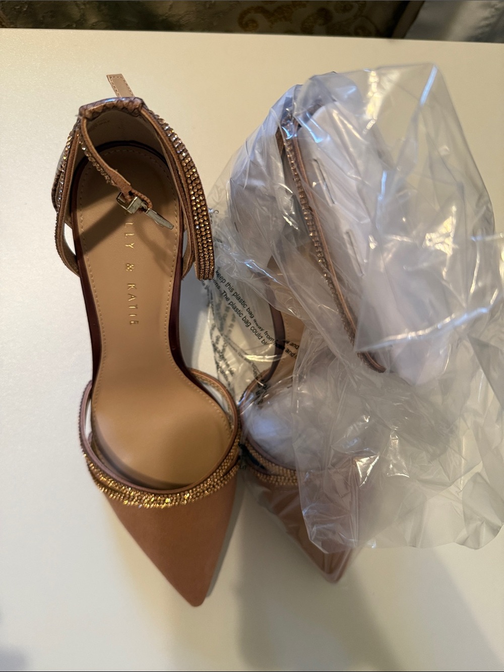 Kelly & Katie Smokey Rose/Pink Multicolor Snake-Texture Ankle-Strap Heels